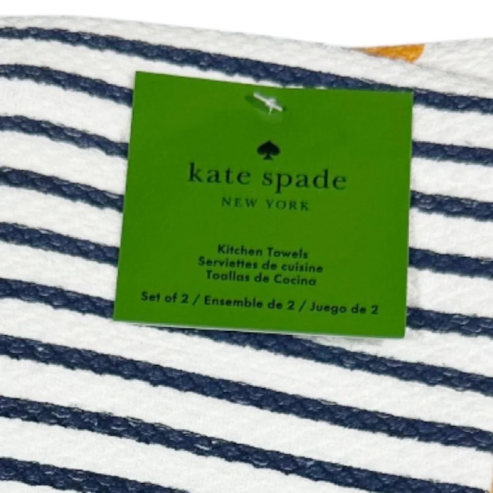 NEW Kate Spade ORANGE/POLKA DOT THEMED Kitchen Towels Set/2